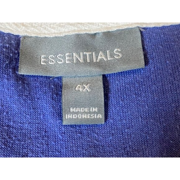 2 Essentials Top  Round Neck Blue & Purple White Contrast Trim Relaxed  4X plus - Picture 6 of 10
